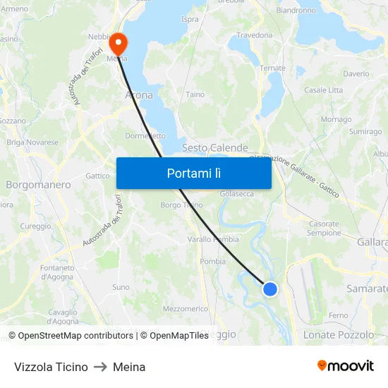 Vizzola Ticino to Meina map