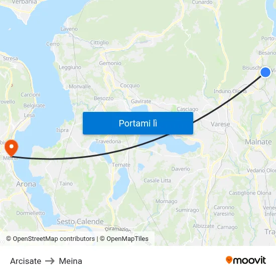 Arcisate to Meina map