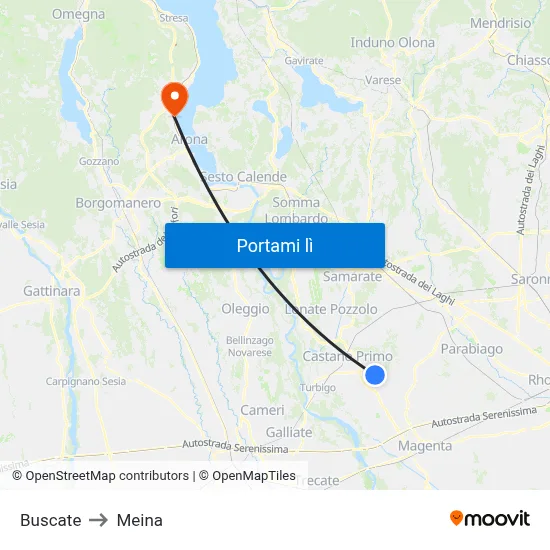 Buscate to Meina map