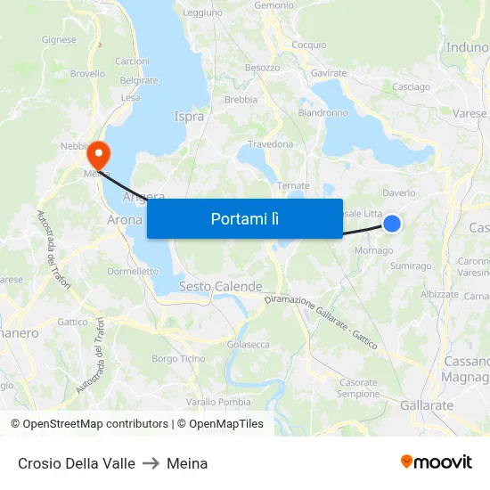 Crosio Della Valle to Meina map