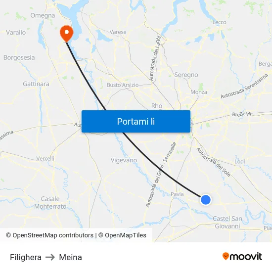 Filighera to Meina map