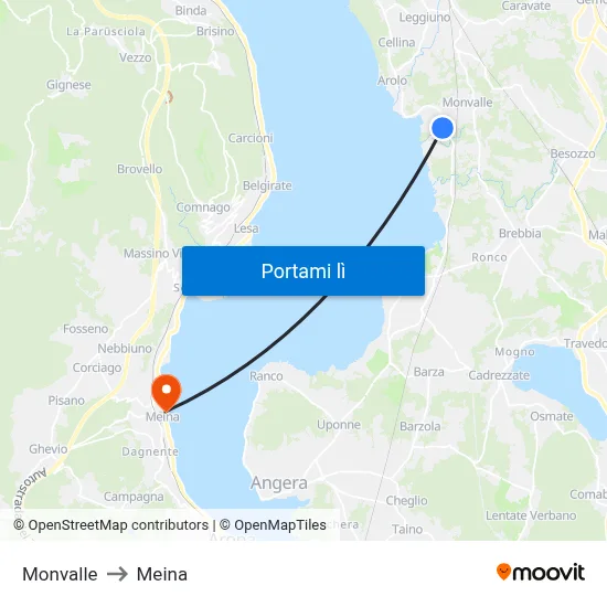Monvalle to Meina map