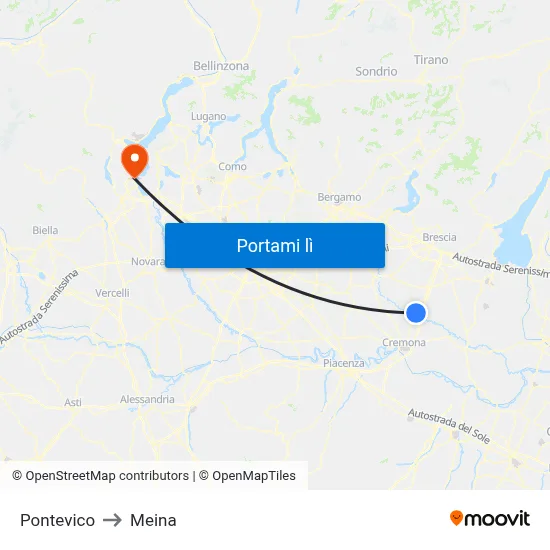 Pontevico to Meina map