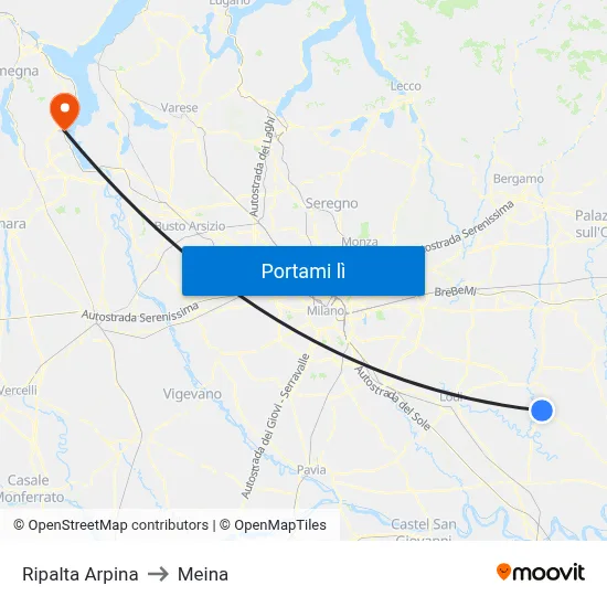 Ripalta Arpina to Meina map