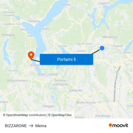 BIZZARONE to Meina map