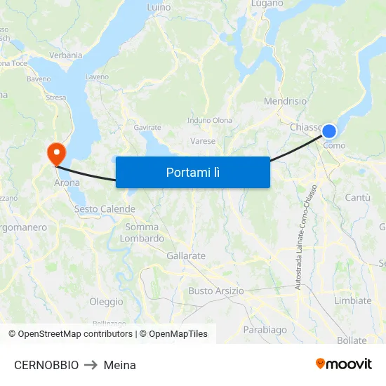 CERNOBBIO to Meina map