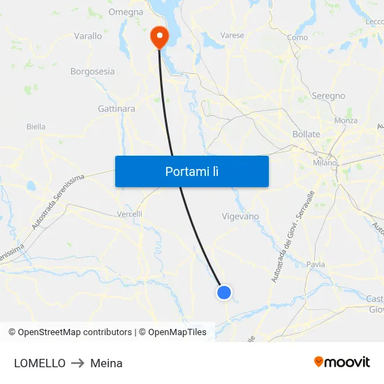 LOMELLO to Meina map