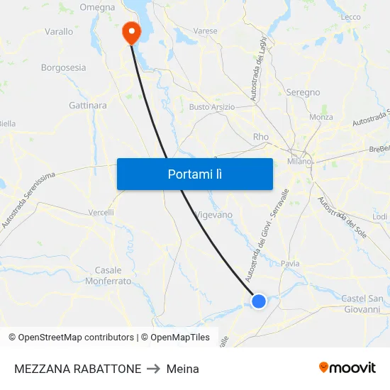 MEZZANA RABATTONE to Meina map