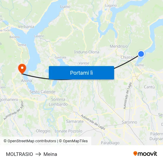 MOLTRASIO to Meina map