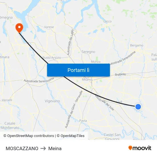 MOSCAZZANO to Meina map