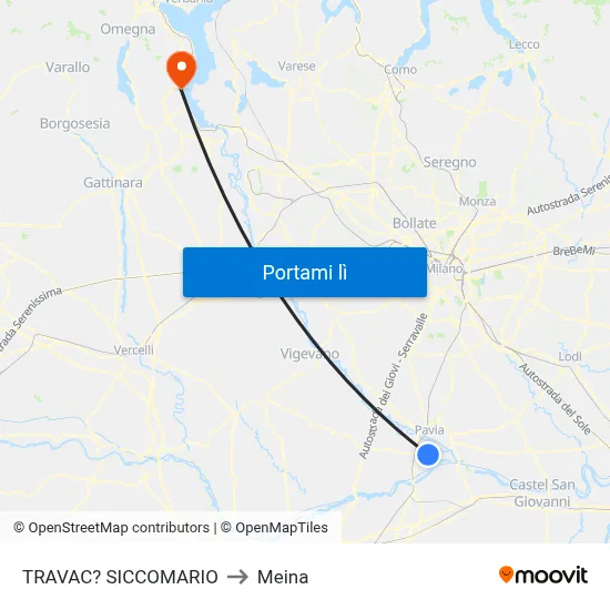 TRAVAC? SICCOMARIO to Meina map