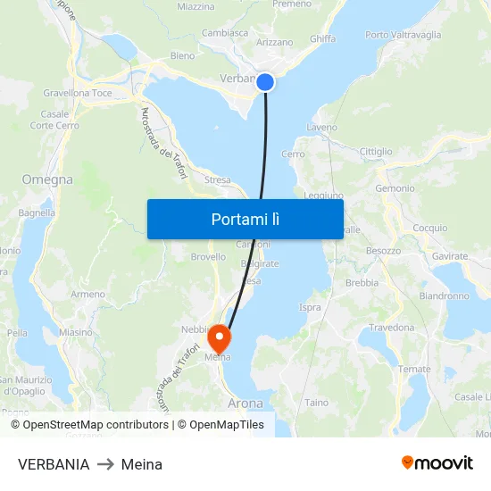 VERBANIA to Meina map