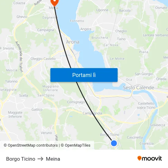 Borgo Ticino to Meina map