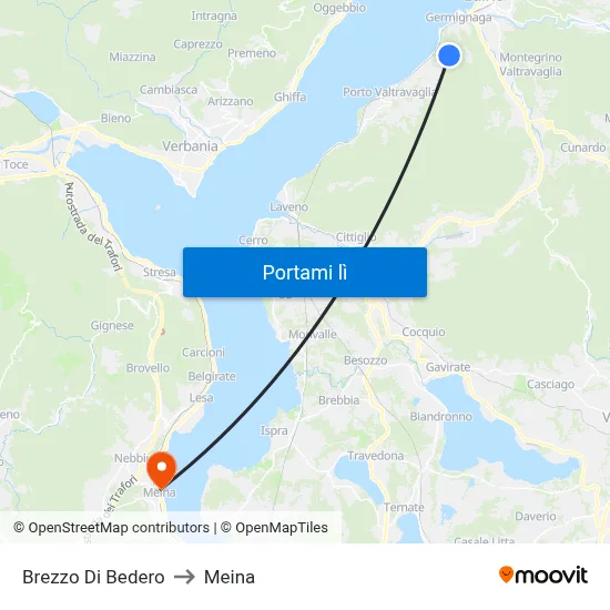 Brezzo Di Bedero to Meina map