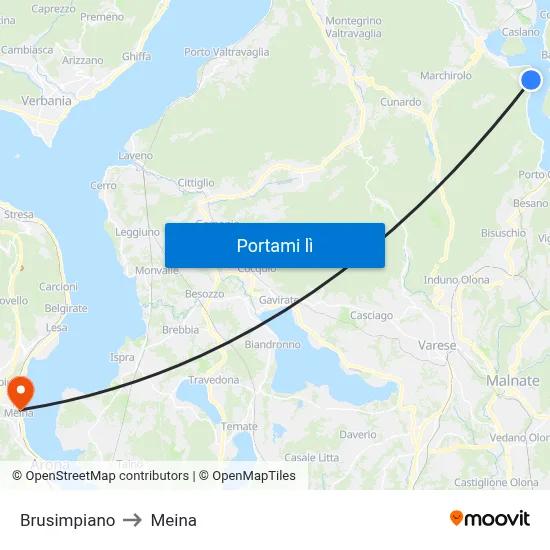 Brusimpiano to Meina map