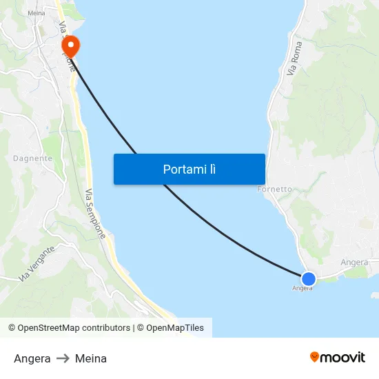 Angera to Meina map