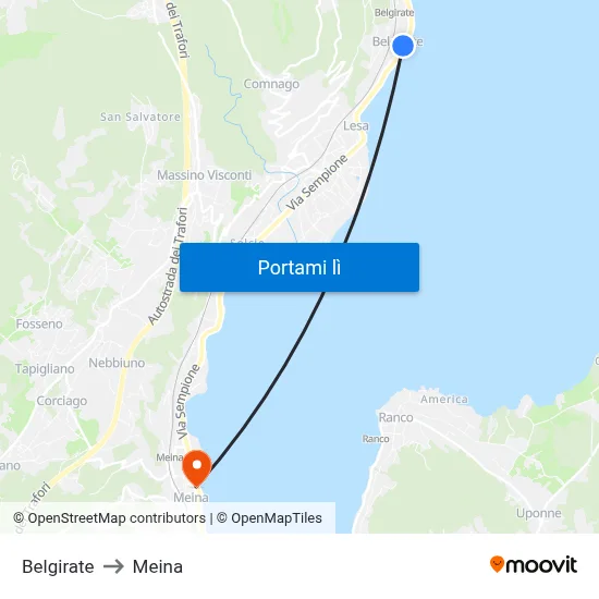 Belgirate to Meina map