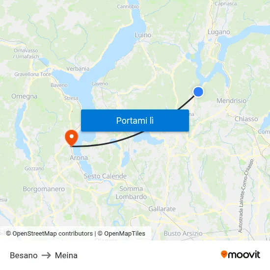 Besano to Meina map