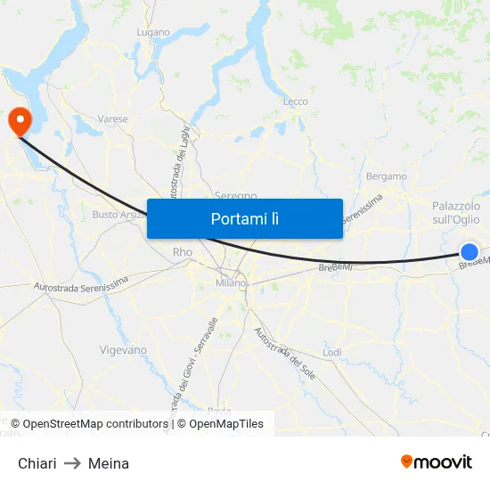 Chiari to Meina map
