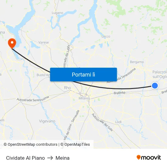 Cividate Al Piano to Meina map