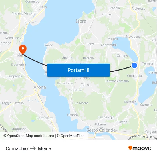 Comabbio to Meina map