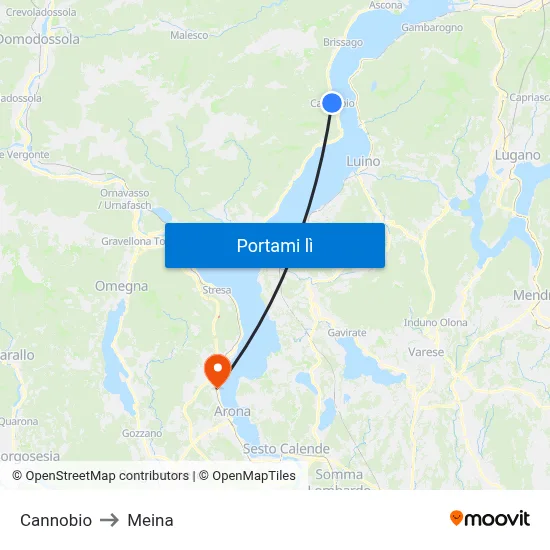 Cannobio to Meina map