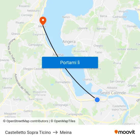 Castelletto Sopra Ticino to Meina map