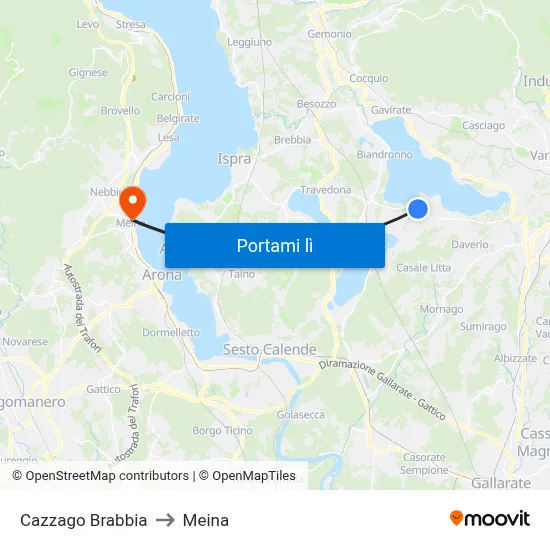 Cazzago Brabbia to Meina map
