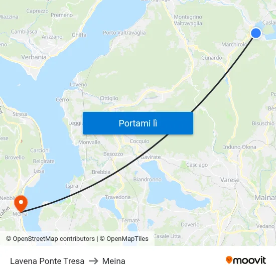 Lavena Ponte Tresa to Meina map