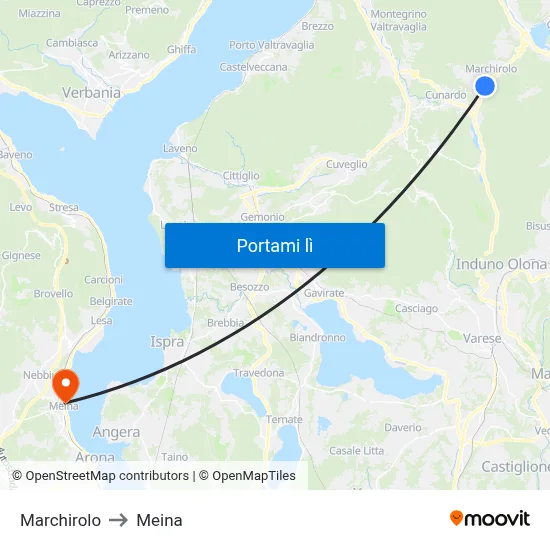 Marchirolo to Meina map