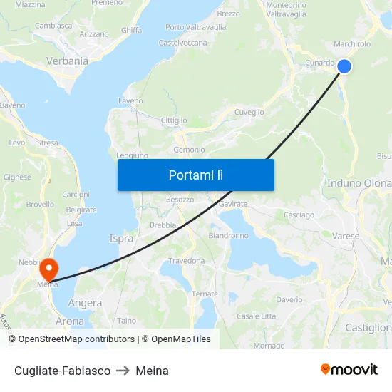 Cugliate-Fabiasco to Meina map
