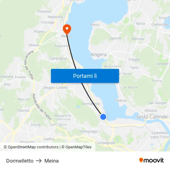 Dormelletto to Meina map