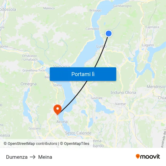 Dumenza to Meina map