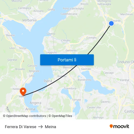 Ferrera Di Varese to Meina map