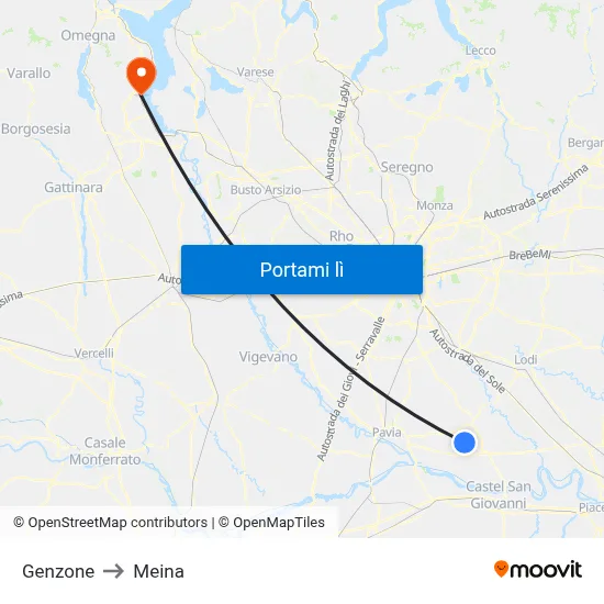 Genzone to Meina map