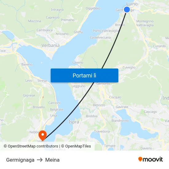 Germignaga to Meina map