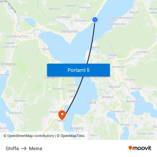 Ghiffa to Meina map
