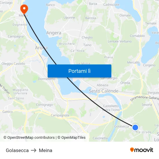 Golasecca to Meina map