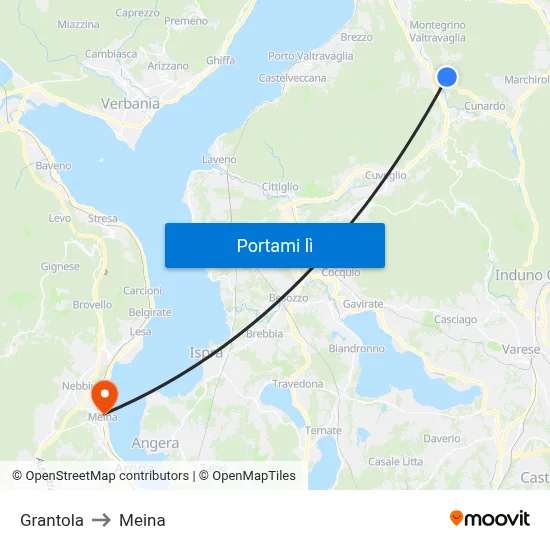 Grantola to Meina map