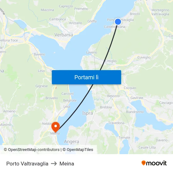 Porto Valtravaglia to Meina map