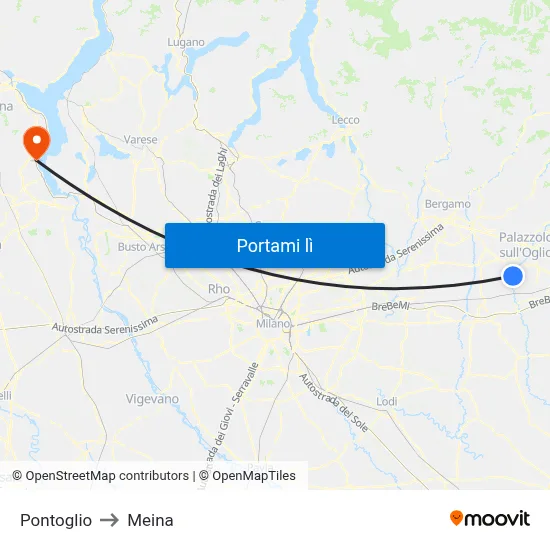 Pontoglio to Meina map