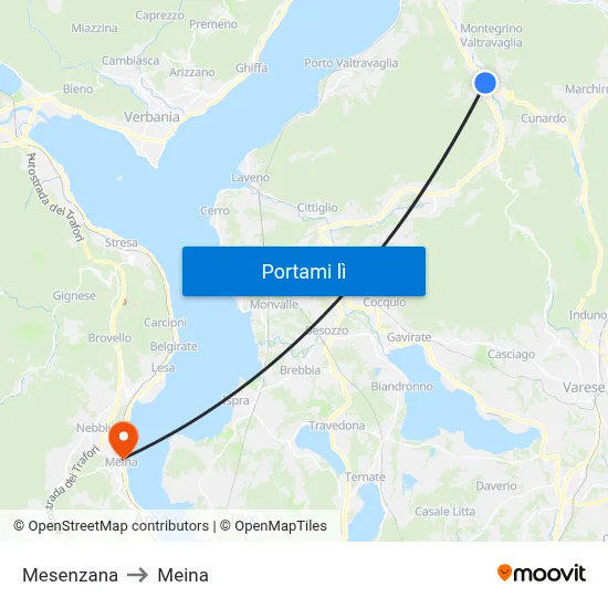 Mesenzana to Meina map