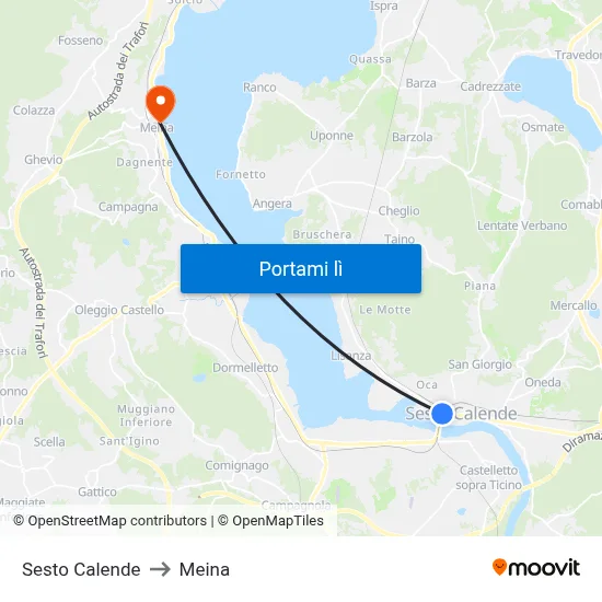 Sesto Calende to Meina map