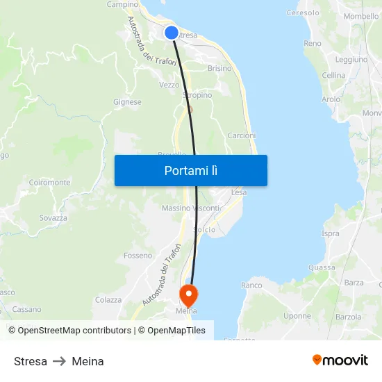 Stresa to Meina map