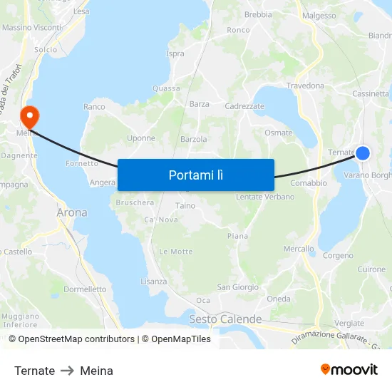 Ternate to Meina map