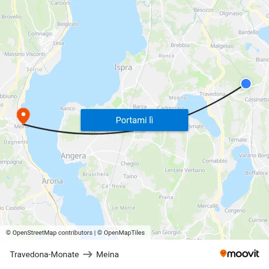 Travedona-Monate to Meina map