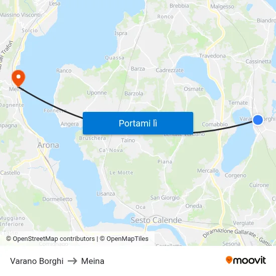 Varano Borghi to Meina map