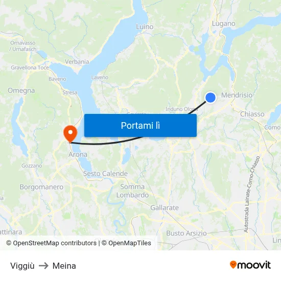 Viggiù to Meina map