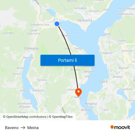 Baveno to Meina map