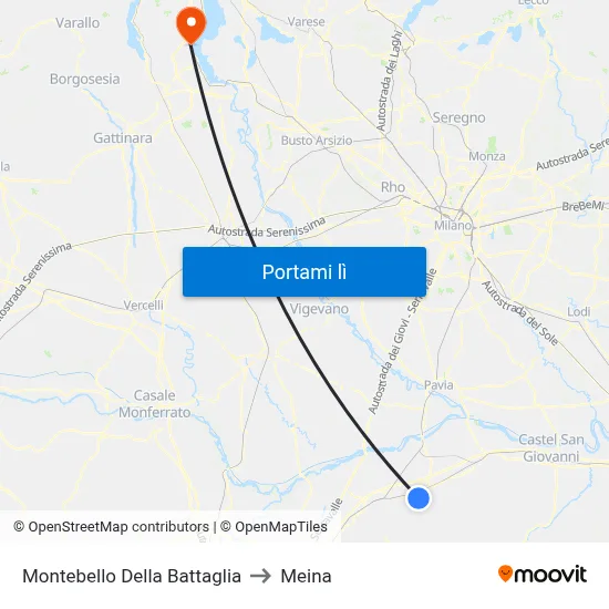 Montebello Della Battaglia to Meina map